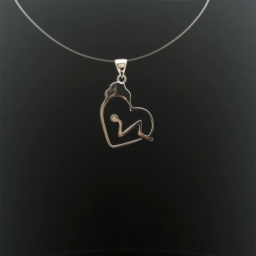 925 Sterling Silver Pendant Charm  Heart Beat
